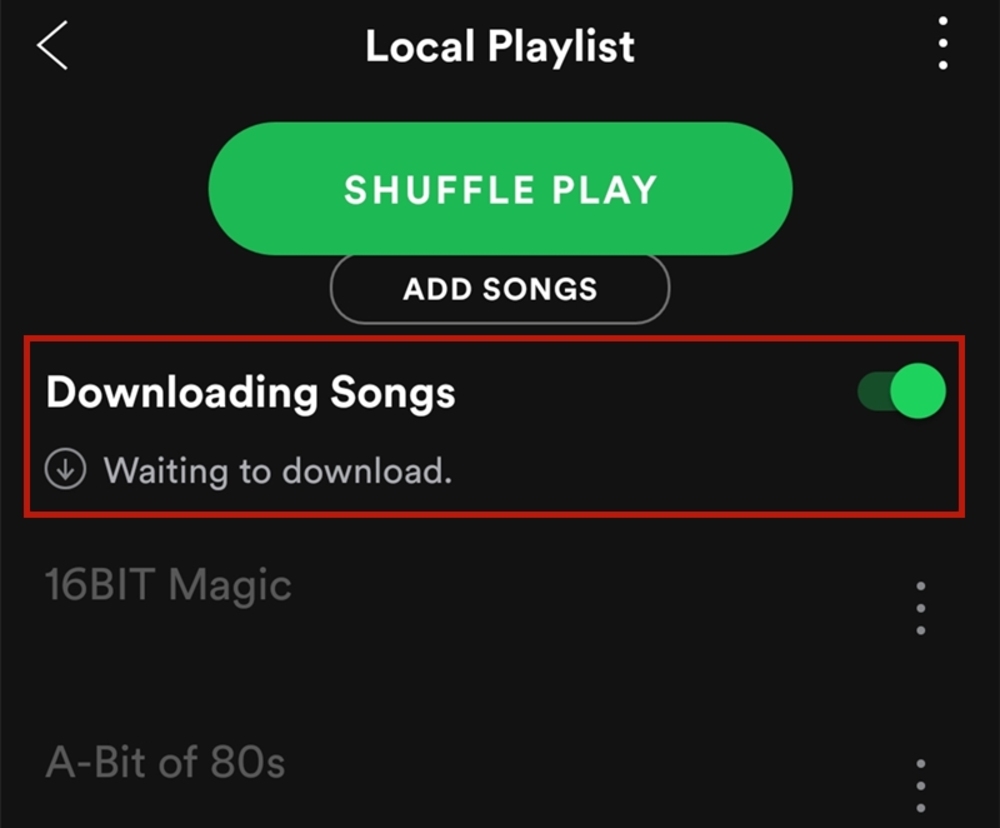 Downloading on Spotify