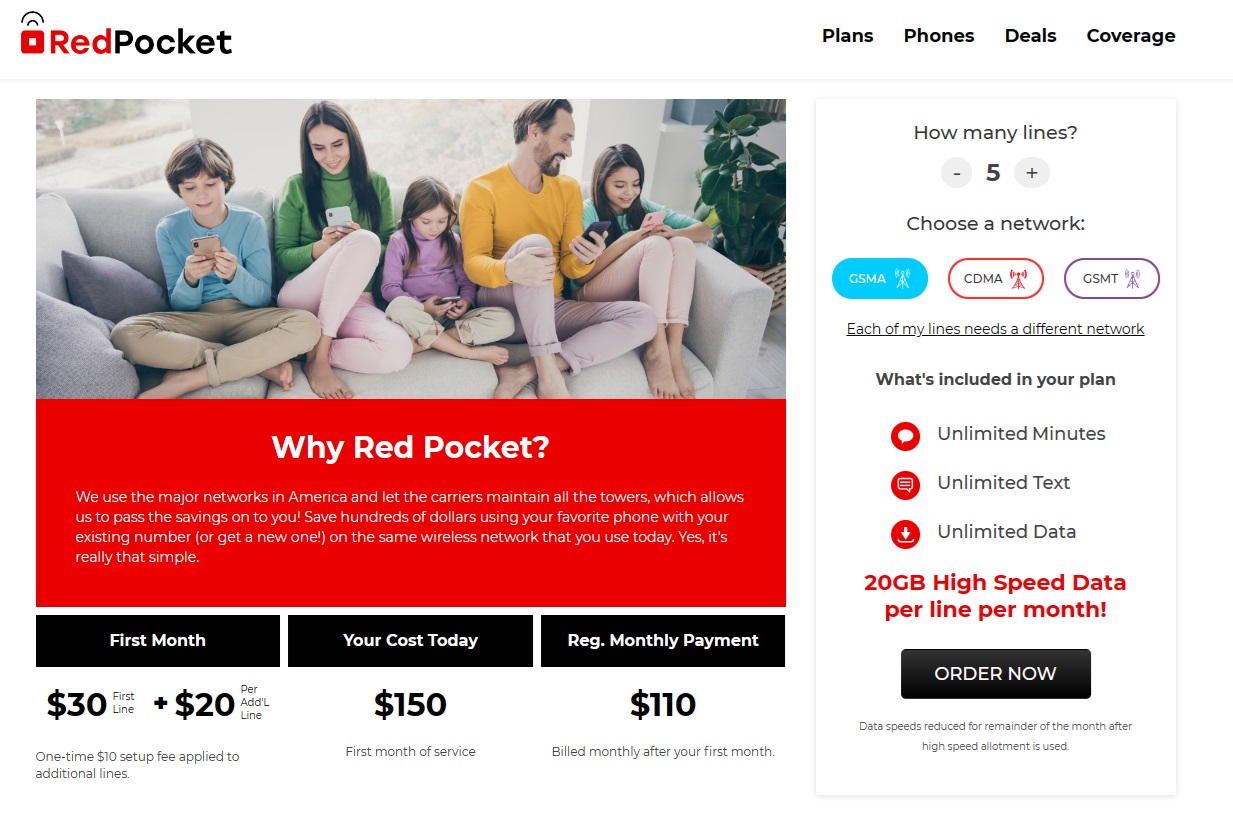 Red Pocket family plans